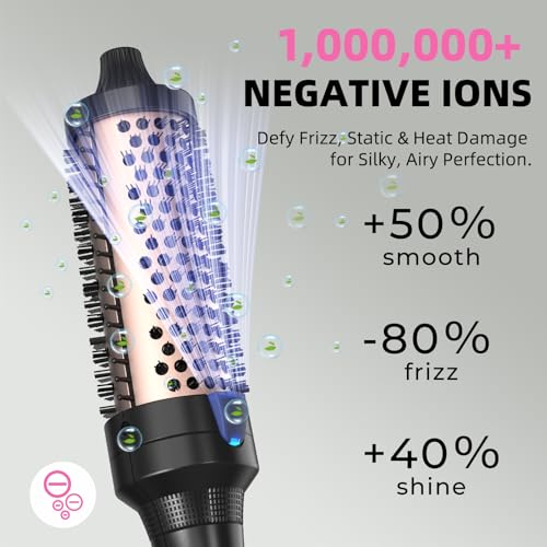 K&K Heated Curling Brush - 1.5 Inch Ceramic Tourmaline Ionic Volumizing Hot Brush for Root Volume & Loose Curls (Black) - Image 2