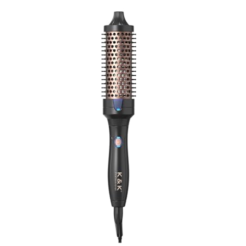K&K Heated Curling Brush - 1.5 Inch Ceramic Tourmaline Ionic Volumizing Hot Brush for Root Volume & Loose Curls (Black) - Image 1