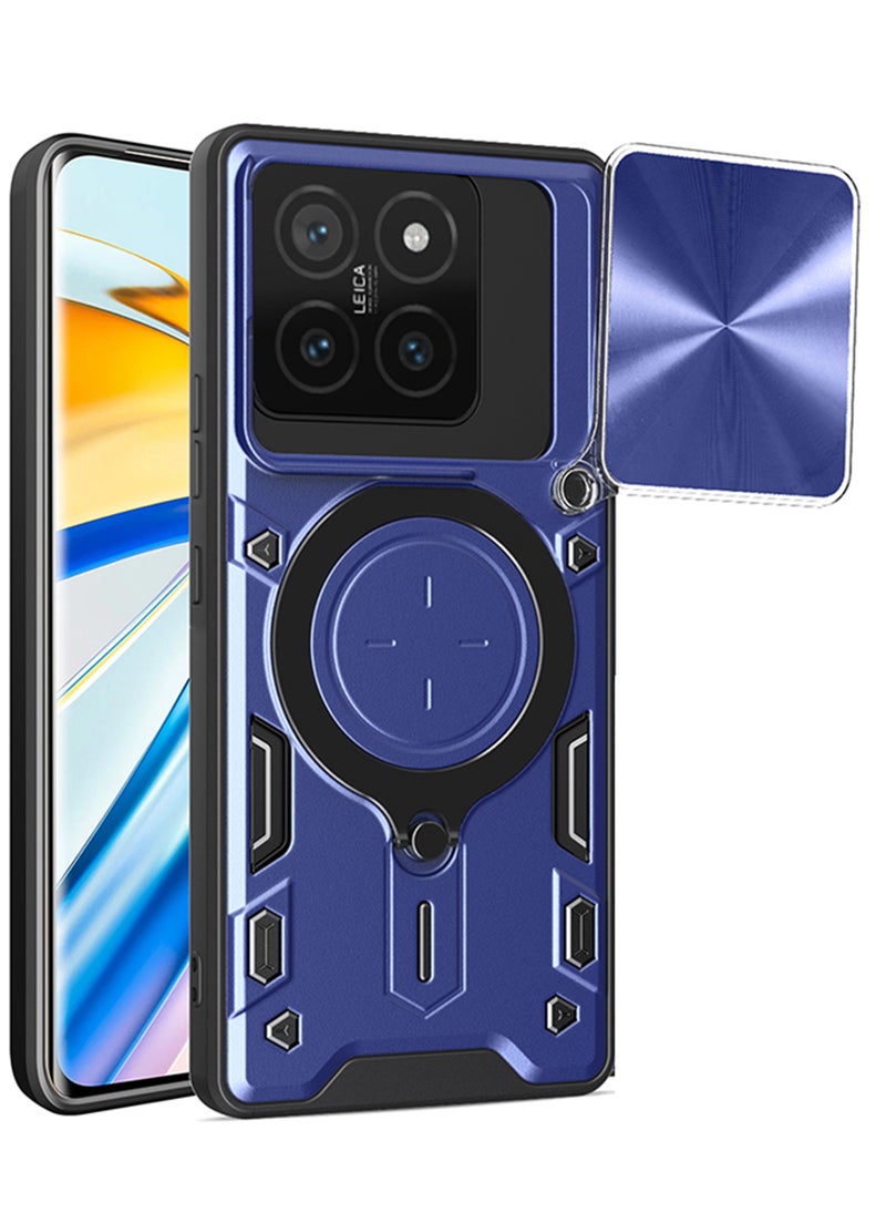 Case for Xiaomi 15 Pro with Sliding Camera Cover, Kickstand, PC+TPU Dual-Layer,Blue - Image 1
