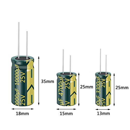 Cermant 10pcs 25V 10000UF Capacitor 18X35mm(0.7x1.38in) High Frequency Aluminum Electrolytic Capacitors for TV, LCD Monitor, Game(25V 10000UF) - Image 2