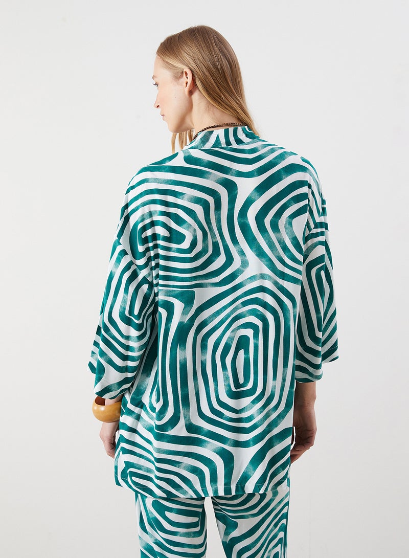 LC WAIKIKI Shawl Collar Patterned Oversize Women's Kimono - Image 4