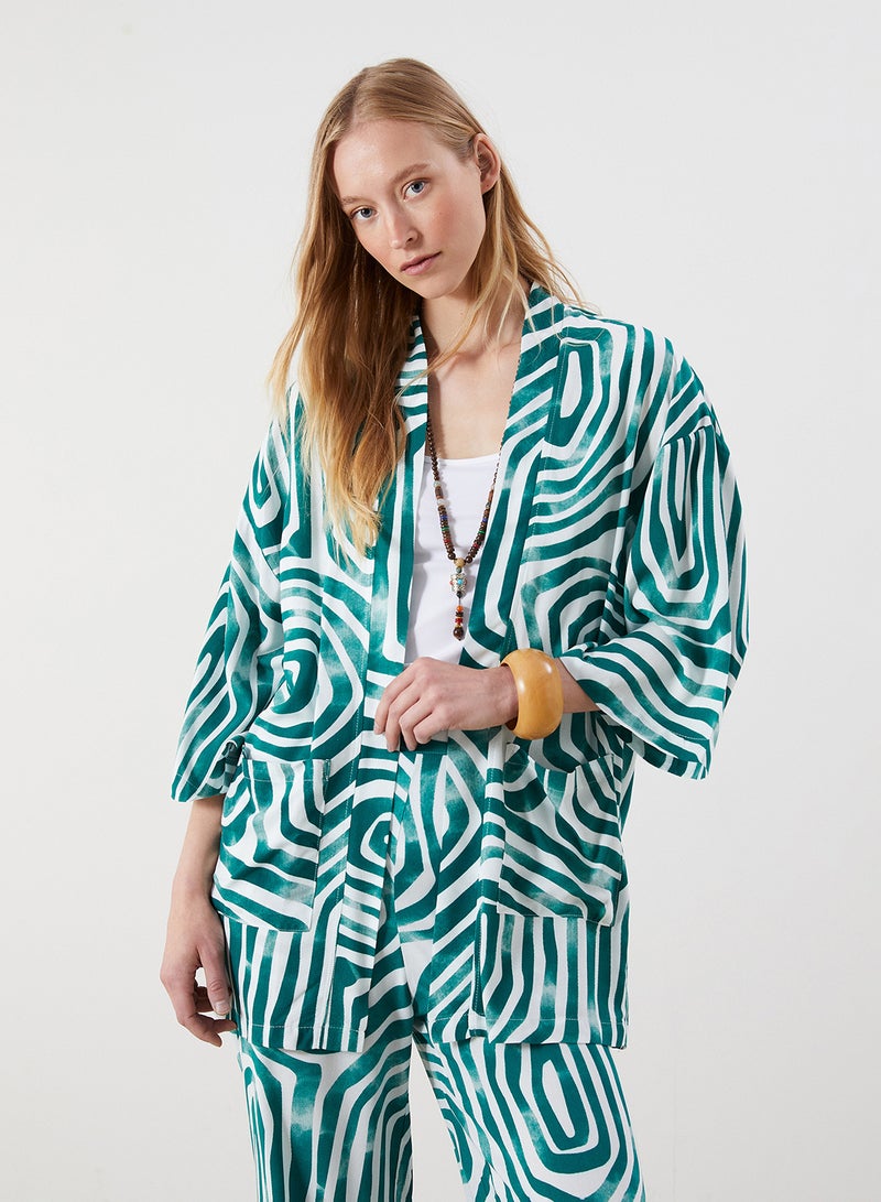 LC WAIKIKI Shawl Collar Patterned Oversize Women's Kimono - Image 1