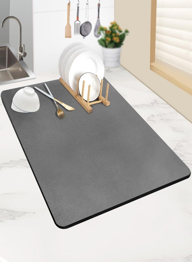 HOTMIR Dish Drying Mat for Kitchen Counter: Super Absorbent, Non Slip Rubber Backed, Hide Stain, Easy to Clean, Dark Gray, Fabric, Solid, Rectangular - Image 1