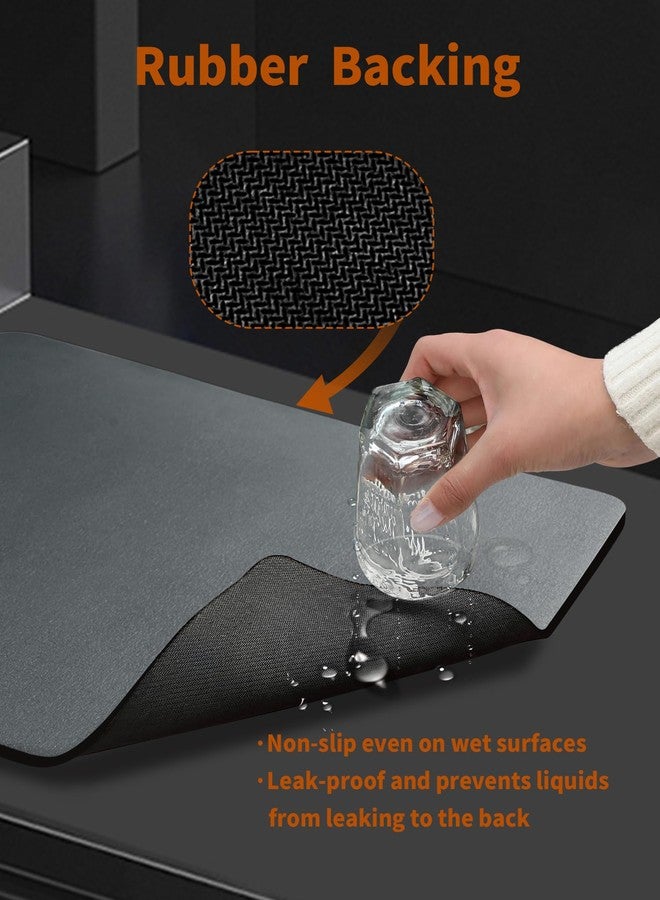 HOTMIR Dish Drying Mat for Kitchen Counter: Super Absorbent, Non Slip Rubber Backed, Hide Stain, Easy to Clean, Dark Gray, Fabric, Solid, Rectangular - Image 4
