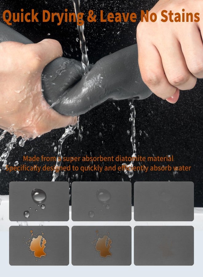 HOTMIR Dish Drying Mat for Kitchen Counter: Super Absorbent, Non Slip Rubber Backed, Hide Stain, Easy to Clean, Dark Gray, Fabric, Solid, Rectangular - Image 3