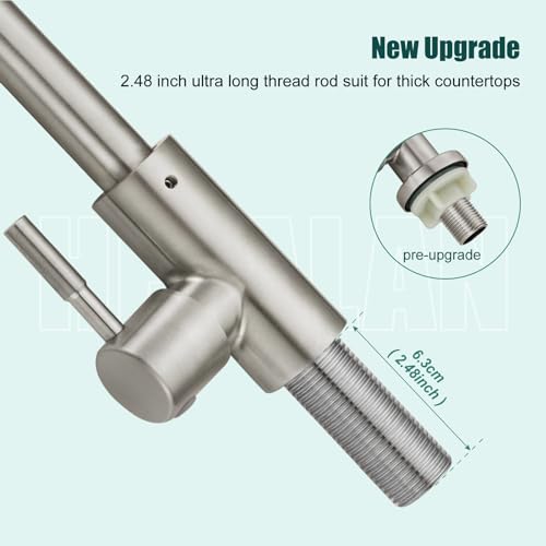 Heyalan Kitchen Faucet Single Handle 1 Hole Deck Mount SUS304 Stainless Steel Sink Bar Tap Goose Neck,Cold Water Faucet,Brushed Nickel - Image 5