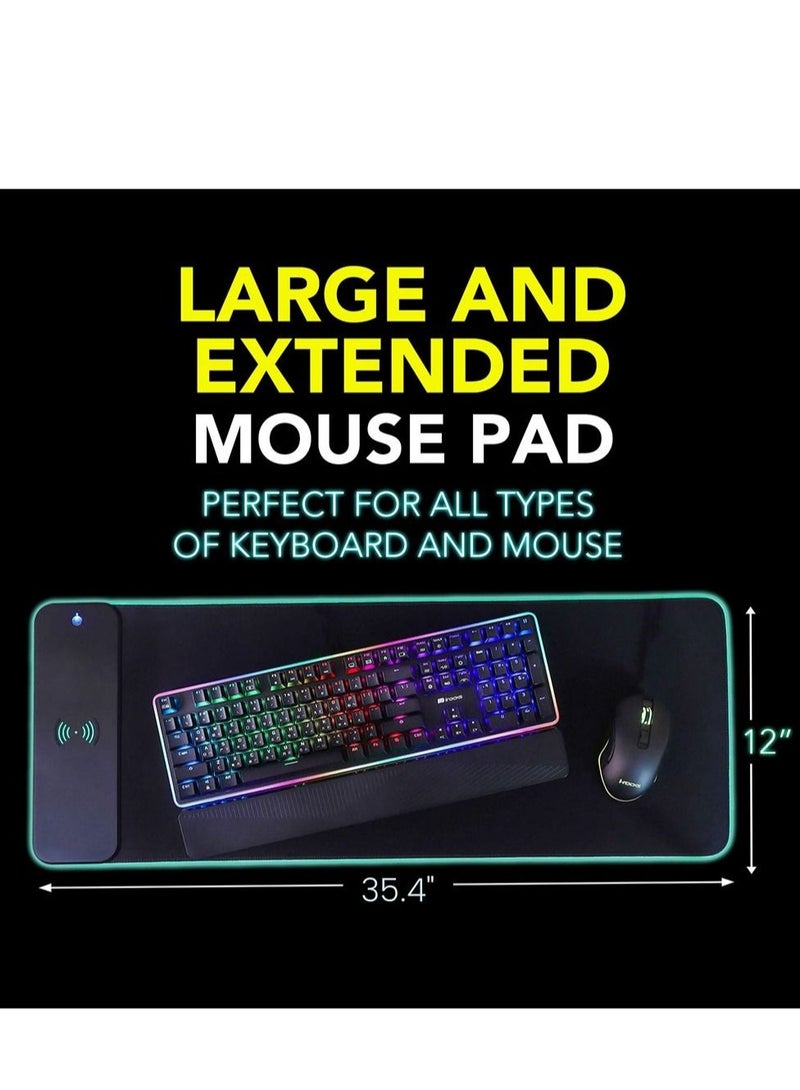 Mouse Pad, Gaming Large Mouse Pads for Keyboard and Mouse Extended RGB Mouse Mat, 10 Lighting Modes, Waterproof, Non-Slip Rubber Base Mousepads for Desk Computer PC Laptop (31.4 X 12 Inch)  - Image 5
