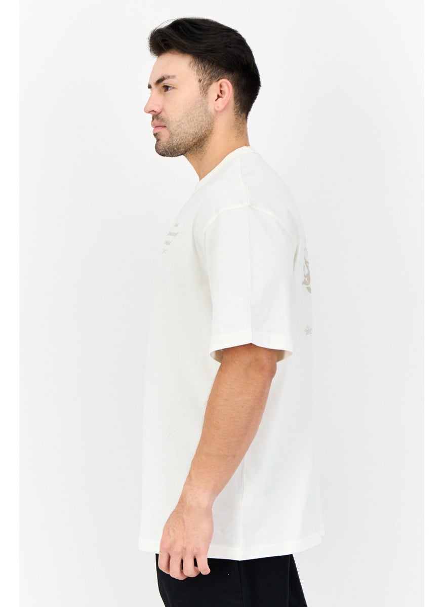 Reebok Men Sportswear Fit Short Sleeve Outdoor T-Shirt, Cream  - Image 2