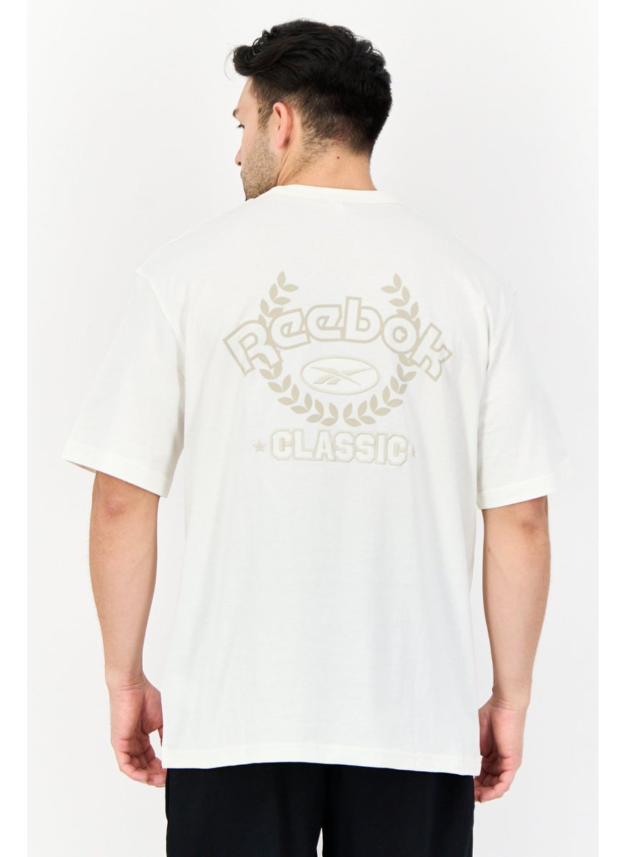 Reebok Men Sportswear Fit Short Sleeve Outdoor T-Shirt, Cream  - Image 4