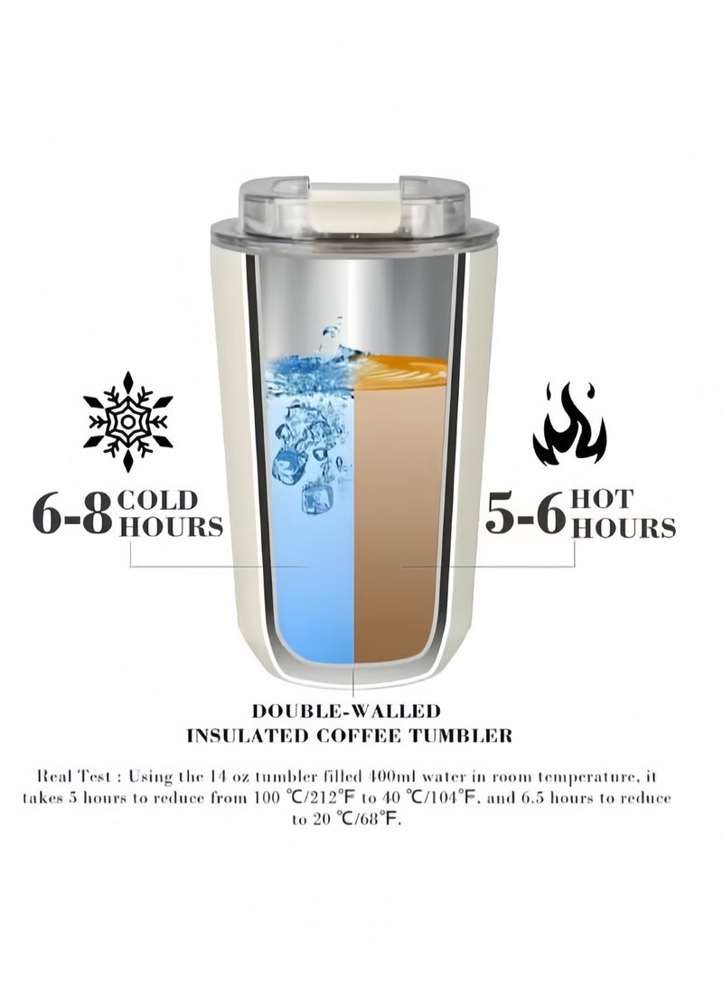 320ML Coffee Mug,Insulated Beverage Cup With Leakproof Lid, Travel Portable Car Drinking Cup，Stainless Steel Vacuum Leak proof , White - Image 3