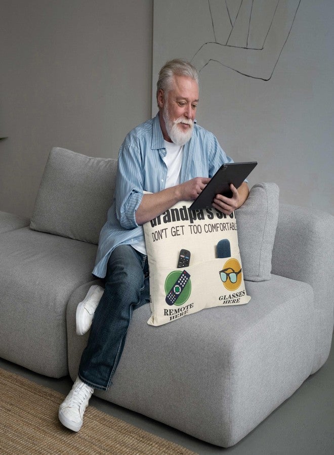 Geefuun Grandpa Fathens Day Gifts:18"x 18" 2-Pocket Grandpa's Pillow Covers & Best Granpa Ever Engraved Spoon & Socks, Father's Birthday Gift for Grandfather Papa (No Fillers) - Image 4