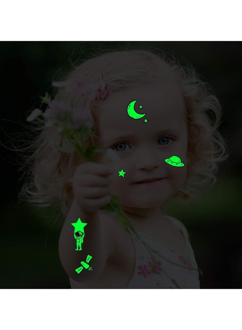 ORAINBOW 10 Sheets 140pcs Glow in The Dark Space Temporary Tattoo for Kids Luminous Solar System Universe Outer Space UFO Temporary Tattoos for Boys Girls Stockings Stuffers Goody Filler Birthday Party Favor - Image 4
