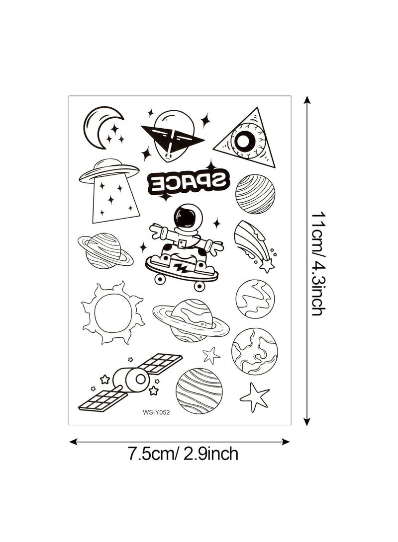 ORAINBOW 10 Sheets 140pcs Glow in The Dark Space Temporary Tattoo for Kids Luminous Solar System Universe Outer Space UFO Temporary Tattoos for Boys Girls Stockings Stuffers Goody Filler Birthday Party Favor - Image 2