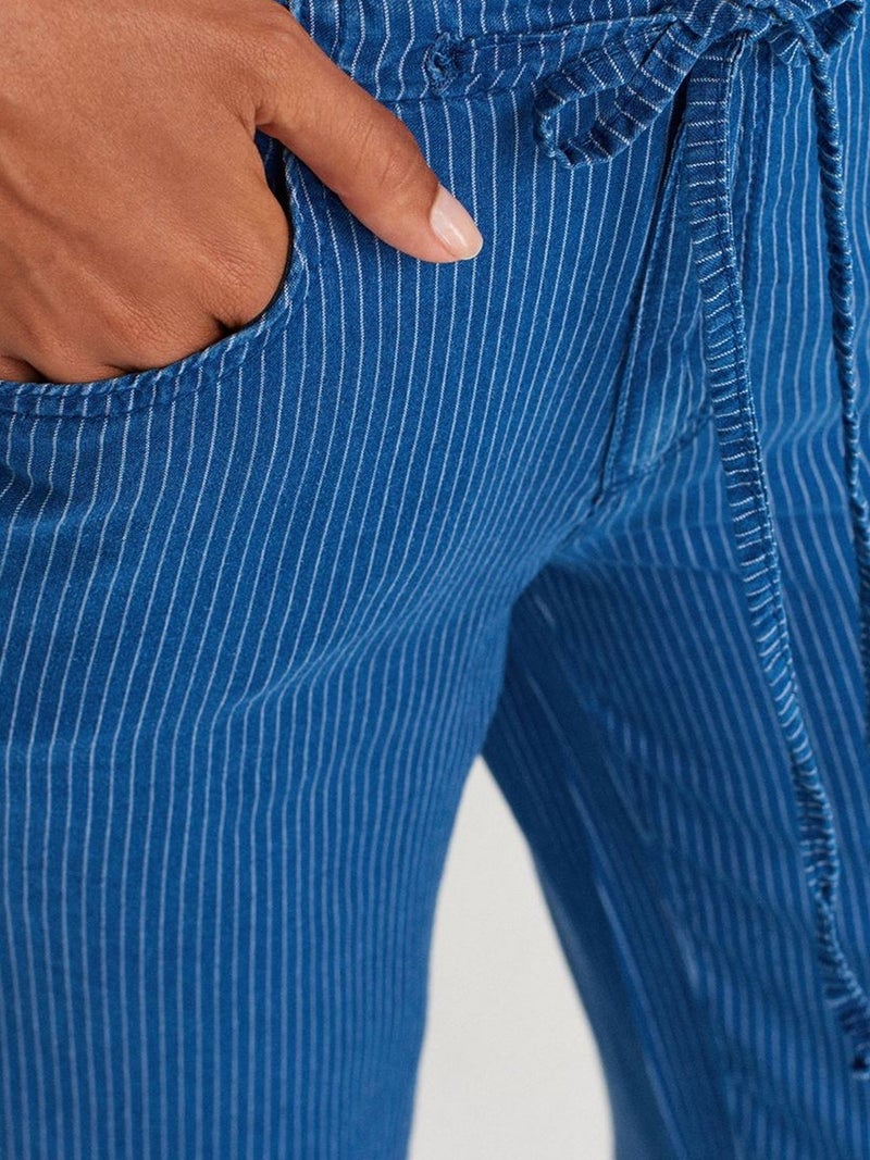 DILVIN Mid-Waist Wide-Leg Striped Tencel Jeans - Image 3