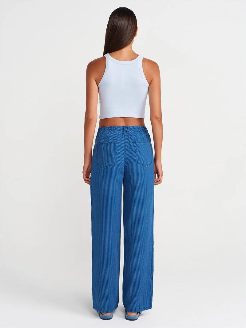 DILVIN Mid-Waist Wide-Leg Striped Tencel Jeans - Image 2
