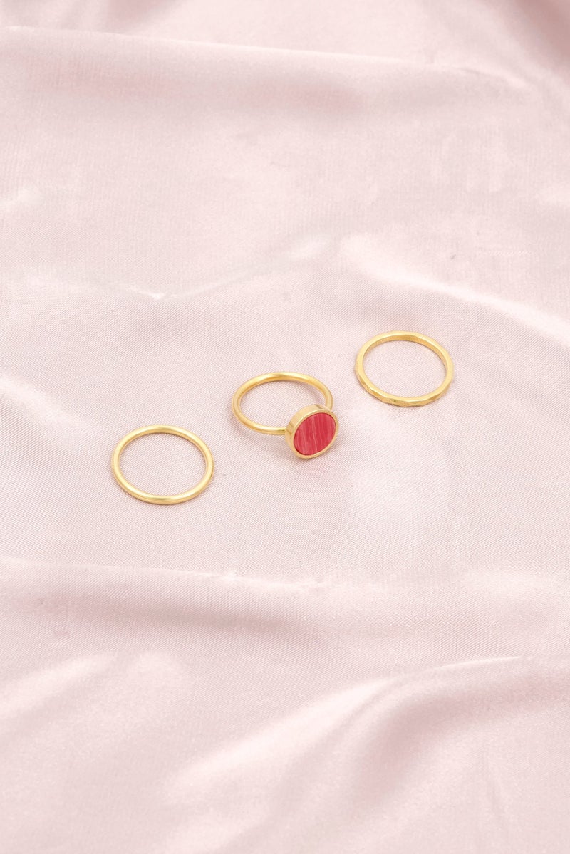 Tchibo Set Of 3 Vergoldet Rings, Gold - Image 2