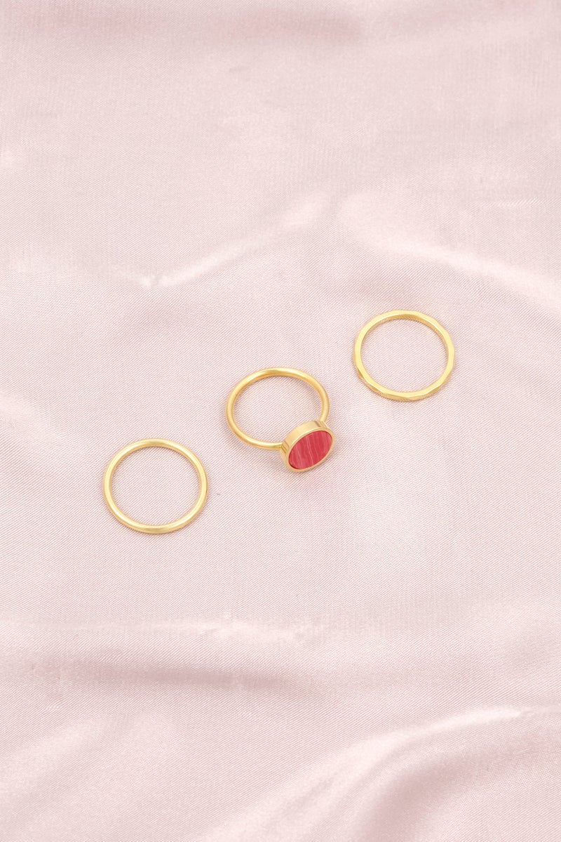 Tchibo Set Of 3 Vergoldet Rings, Gold - Image 3