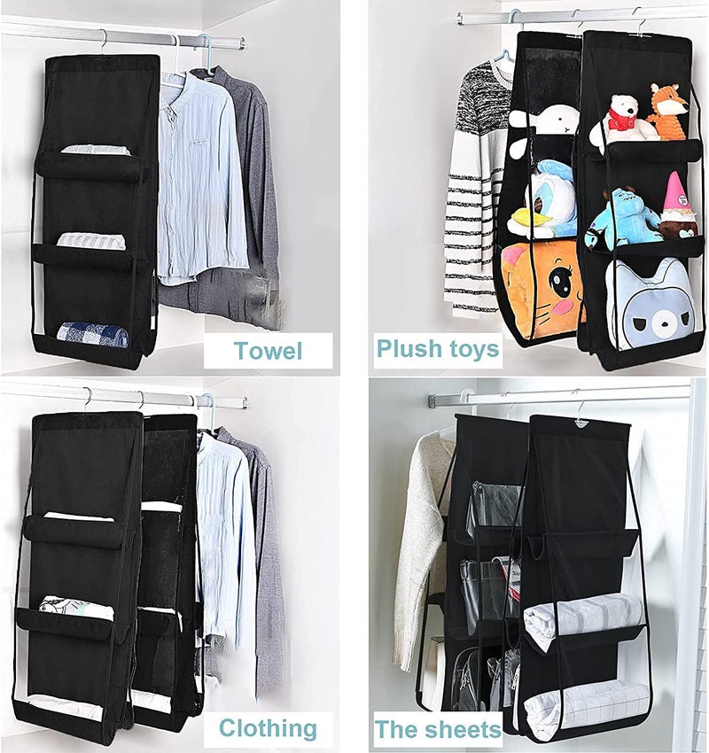 Ad Fresh 6 Pocket Fold able Hanging Purse Handbag Organizer for Storage Ladies Women Large Clear Hand Bag Storage Organizer Yellow Design - Image 4