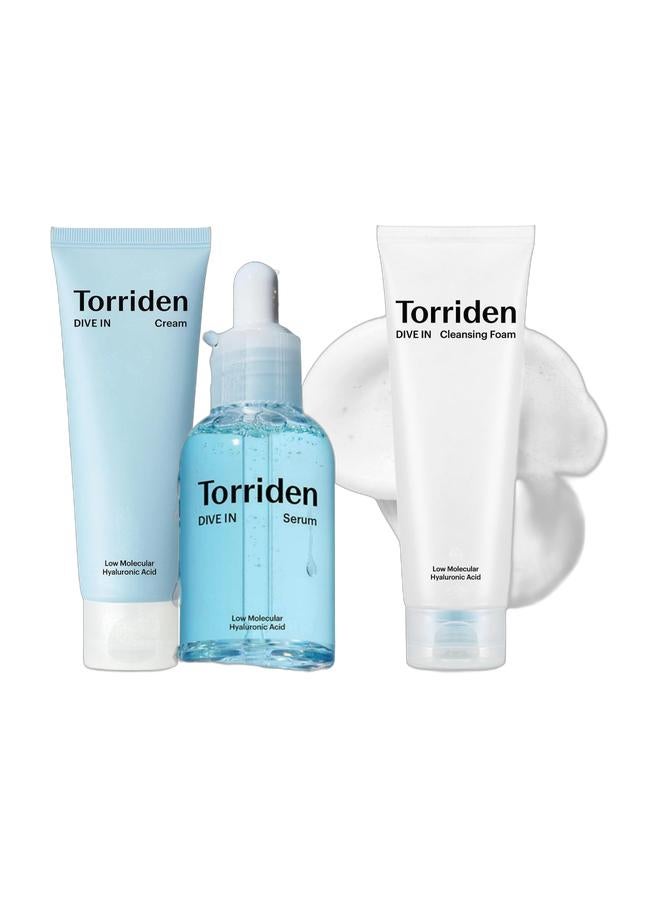 Torriden Dive-In Hyaluronic Acid Serum 50ml Bundle with Cream 80ml & Cleansing Foam 150ml - Deep Hydrating Barrier Repair Skincare Bundle - Image 1
