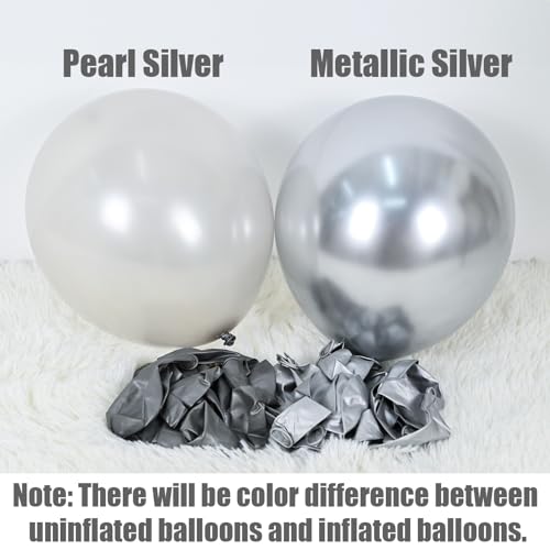 Govpy Black and Silver Balloons, 60 Packs 12 Inch Chrome Metallic Silver Balloons and Confetti Balloons, Black White Silver Balloon for Wedding Engagement Birthday Halloween Decorations - Image 3