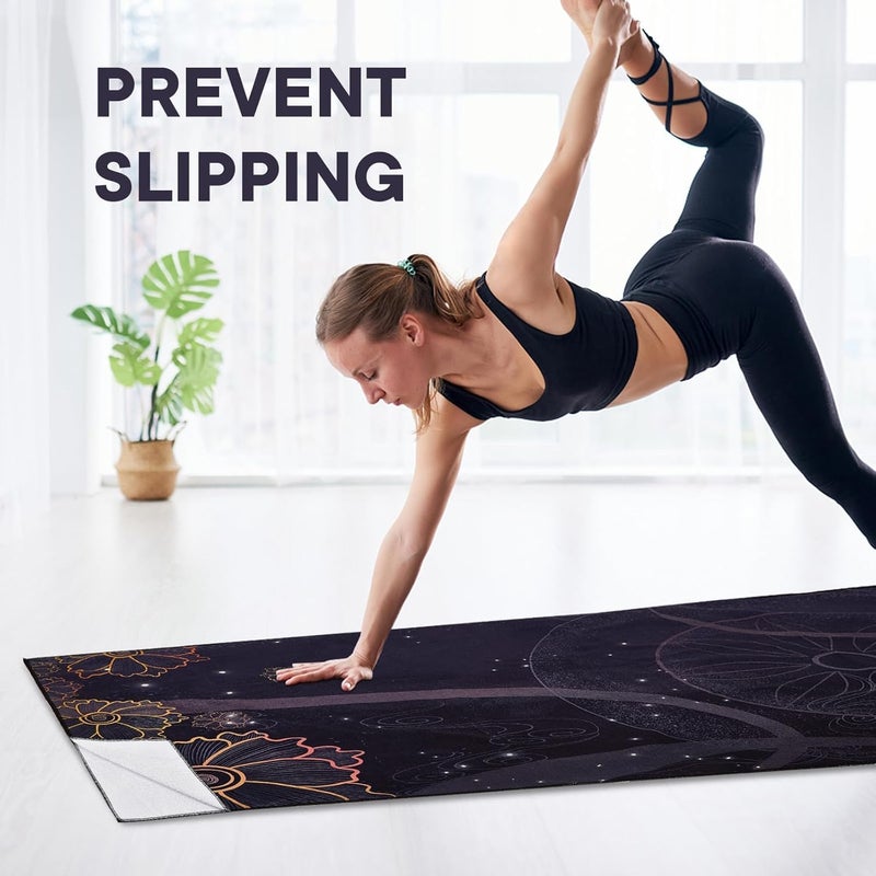 SYOSI Non-Slip Yoga Towels, Super Sweat Absorbent Hot Yoga Mat Towel with Grip Dots for Pilates, Fitness and Workout, Soft Microfiber Blanket, Purple, 2-Pack, 183x63cm - Image 3