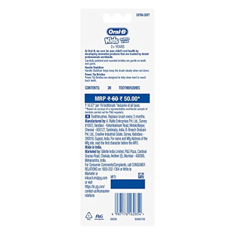 Oral-B Kids Toothbrush, Extra Soft (Pack of 3) - Image 2