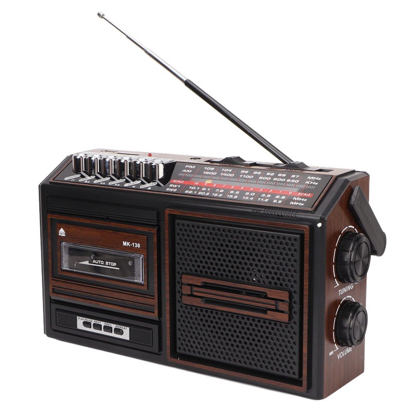 Vbestlife مشغل كاسيت محمول، مشغل شريط قديم كامل النطاق راديو AM FM بدون ضوضاء لكبار السن والأطفال، مع مدخل سماعة، مدخل بطاقة ذاكرة USB، مسجل (لون بني)  - Image 2