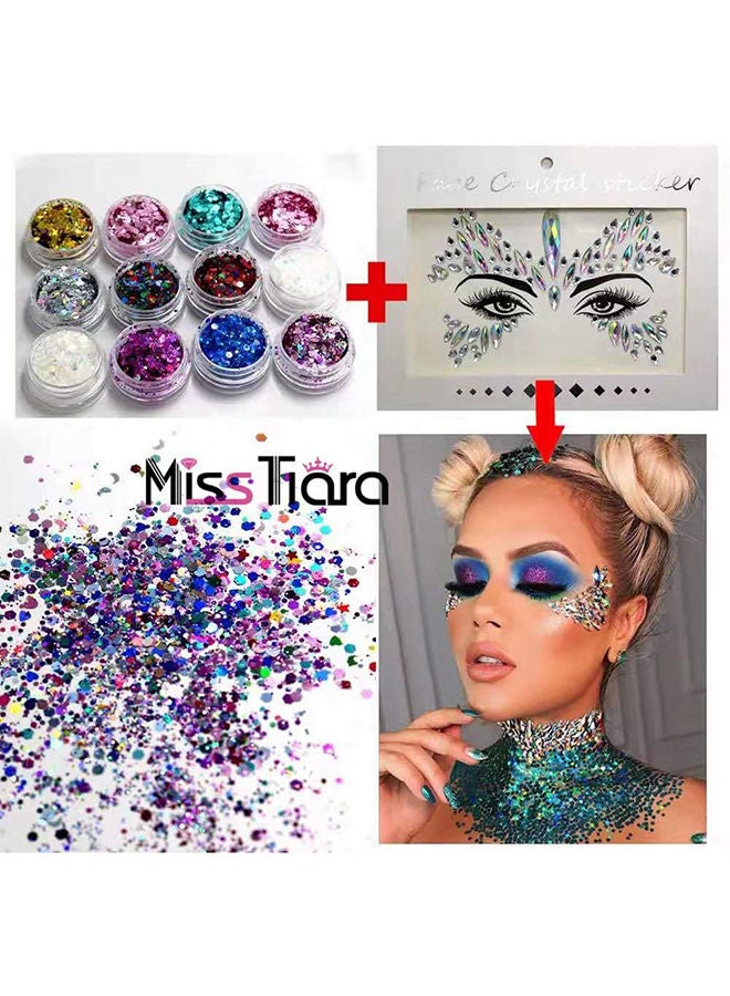 NIBEMINENT Glitter Rhinestone Facial Temporary Tattoo - Image 4