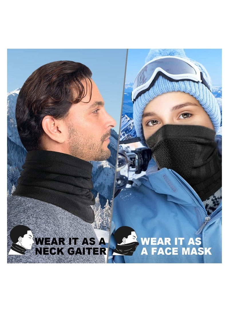 Winter Windproof Neck Gaiter Face Mask, Motorcycle Neck Scarf with Breathable Mesh, Unisex Multifunctional Winter Elastic Neck Warmer Snoods for Skiing Snowboard Cycling Motocycle Sports, 2Pcs - Image 3