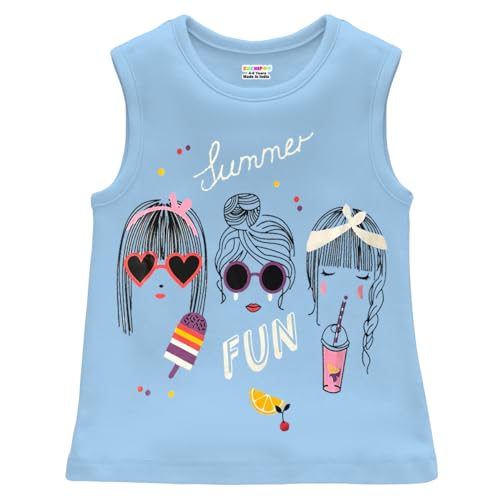 Kuchipoo Girls Regular Fit Sleeveless Cotton T-Shirts (KUC-TSHRT-422, 5-6 Years, Multi-Colored) - Image 5