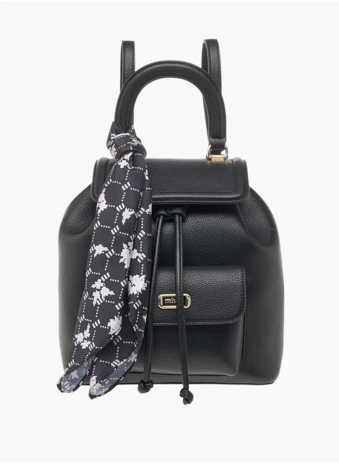 MISSY Womens Missy Textured Backpack With Adjustable Straps And Scarf Accent