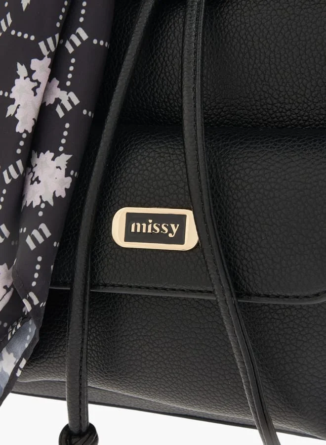 MISSY Womens Missy Textured Backpack With Adjustable Straps And Scarf Accent