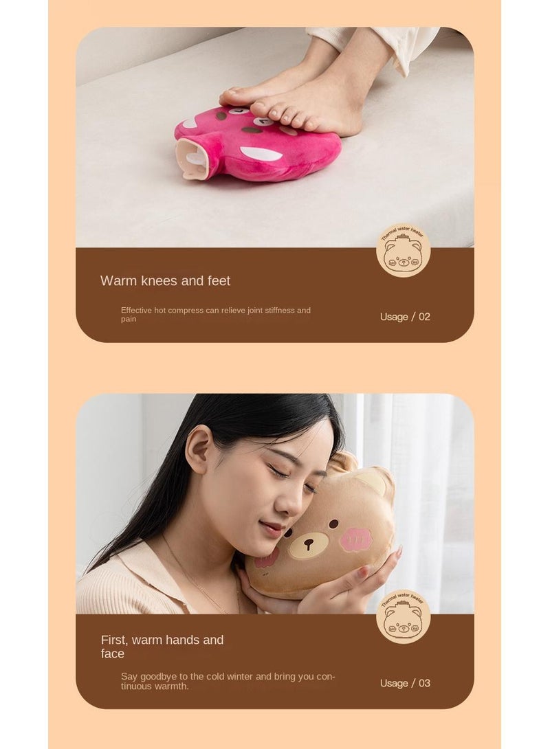 Generic Lovely Animals Warm Water Bag Mini Portable Hot Hand Bag Waterflooding PVC Bag 1300ml  - Image 4