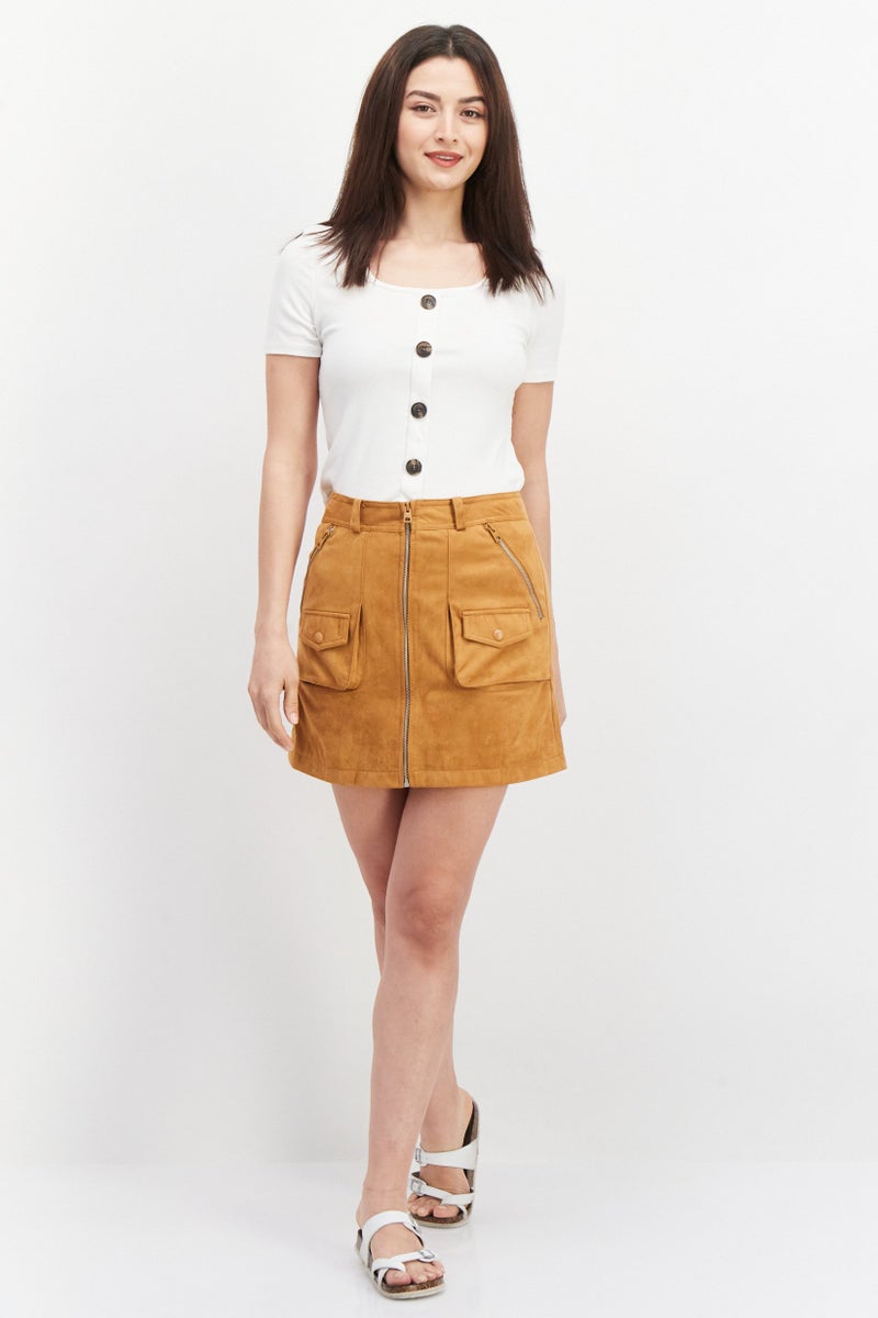 ONLY Women Plain Mini Skirt, Brown - Image 3