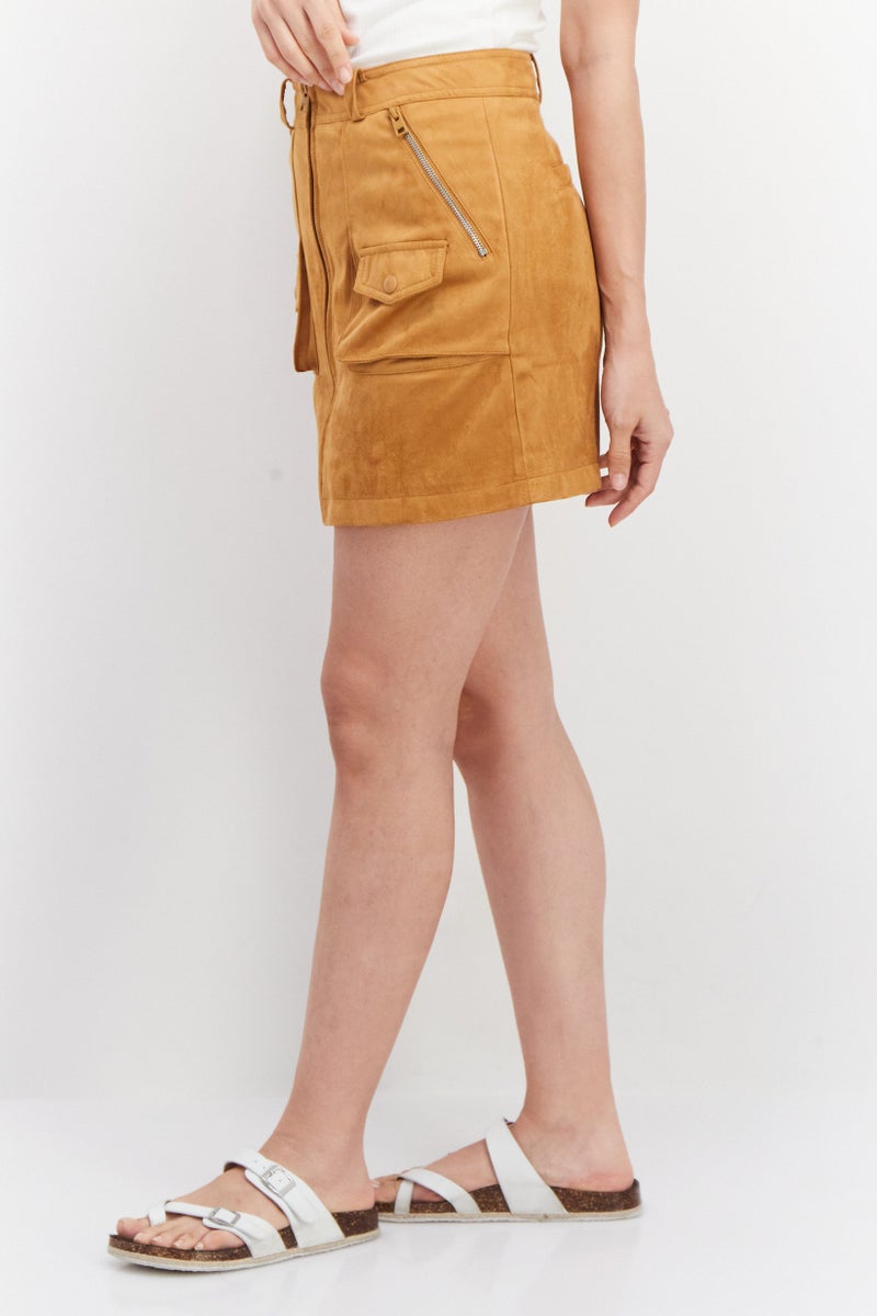 ONLY Women Plain Mini Skirt, Brown - Image 4