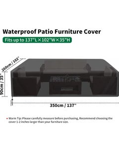 INFOSUN Waterproof Outdoor Furniture Cover 137" L x 102" W x 35" H , Premium Quality Patio Furniture Covers Dust Proof Anti-UV Heavy Duty Durable Sofa Sectional Table & Chair Cover Large  - Image 2