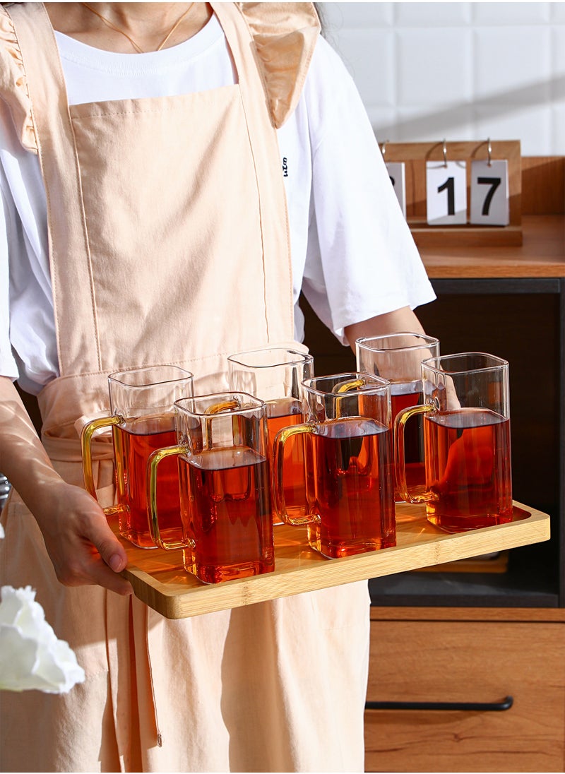 6-Pieces Square Shaped Glass with Handle Clear