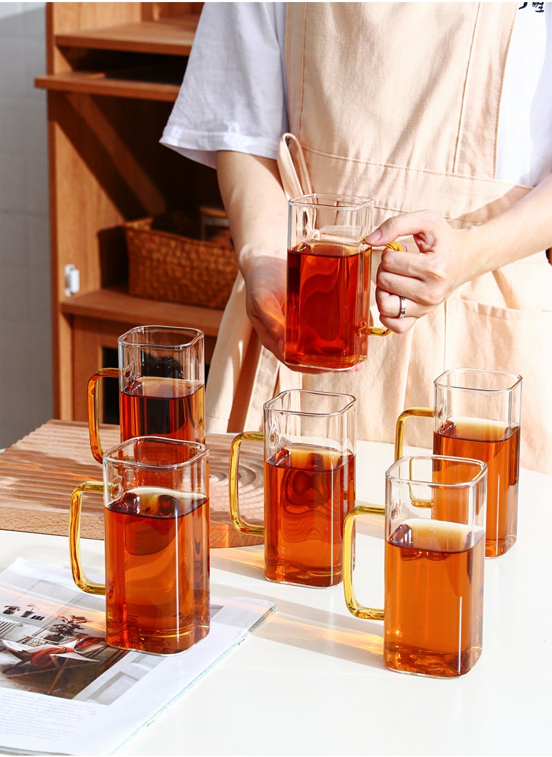 6-Pieces Square Shaped Glass with Handle Clear