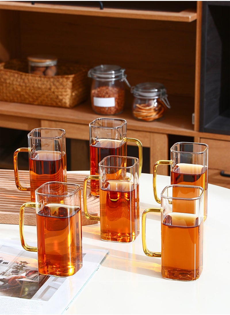 6-Pieces Square Shaped Glass with Handle Clear