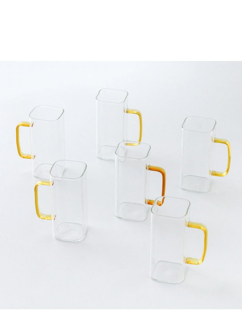 6-Pieces Square Shaped Glass with Handle Clear