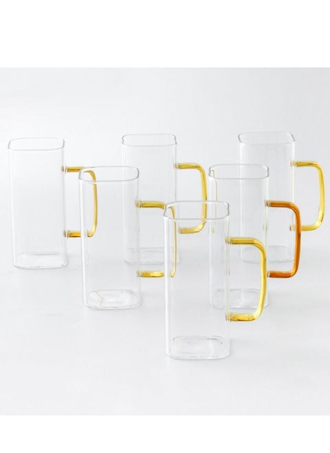 6-Pieces Square Shaped Glass with Handle Clear