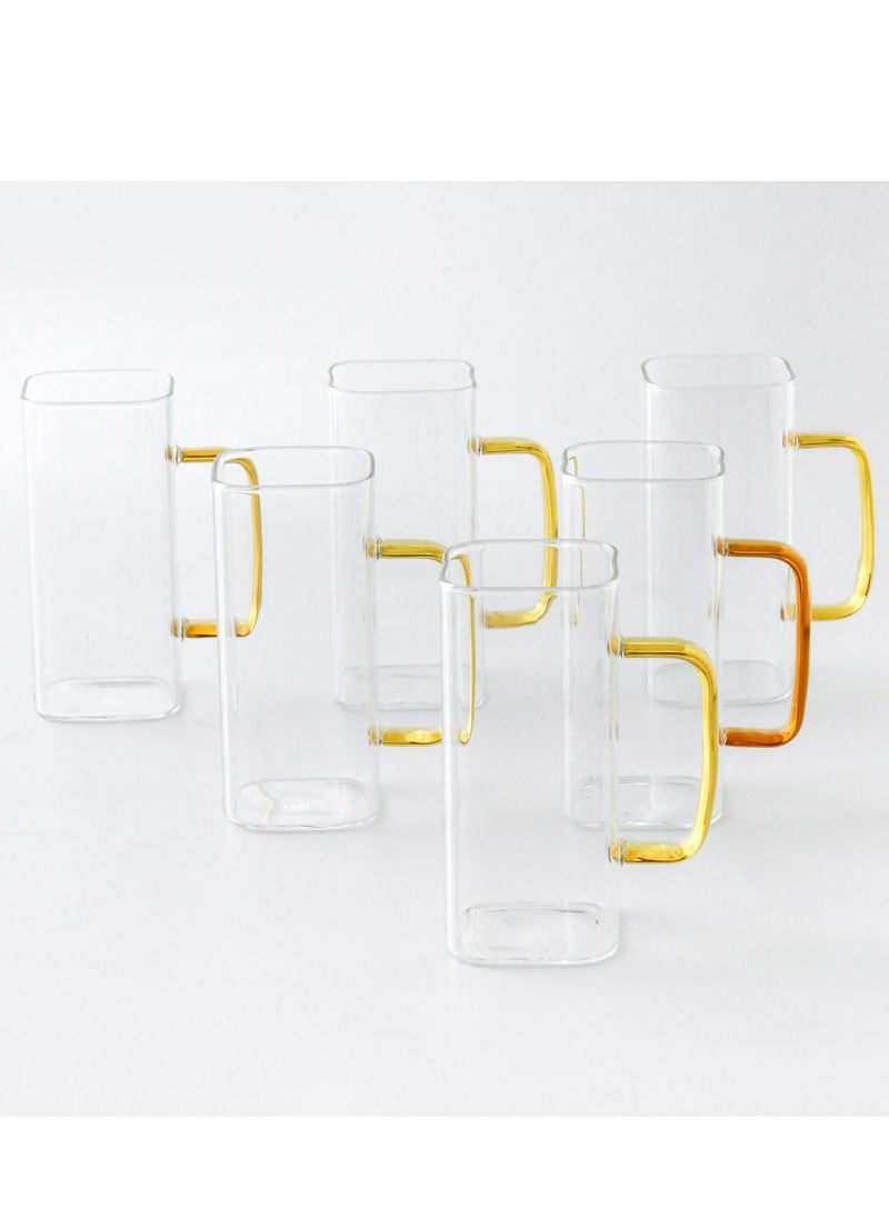 6-Pieces Square Shaped Glass with Handle Clear