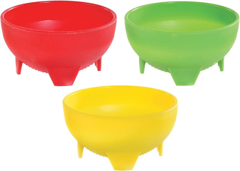 Amscan Vibrant Assorted Colors Salsa Plastic Bowls Pack of 3  10oz  Durable  Reusable Design  Perfect for Themed Events Parties  Gatherings