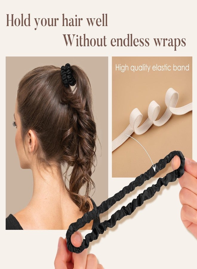 LULUSILK Small Silk Hair Ties No Damage, 100% Real Mulberry Silk, Skinny Scrunchies Ponytail Holders for Thin Fine Hair, Black, Pack of 3 - Image 4