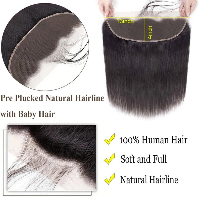 Selina Straight Lace Closure 13x4 Hd Lace Frontal Closure Brazilian Virgin Straight Human Hair Natural Black Color 16 Inch - Image 2