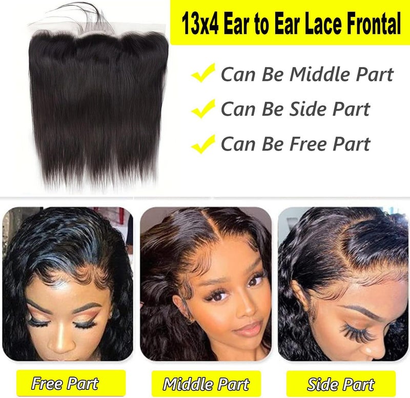 Selina Straight Lace Closure 13x4 Hd Lace Frontal Closure Brazilian Virgin Straight Human Hair Natural Black Color 16 Inch - Image 3