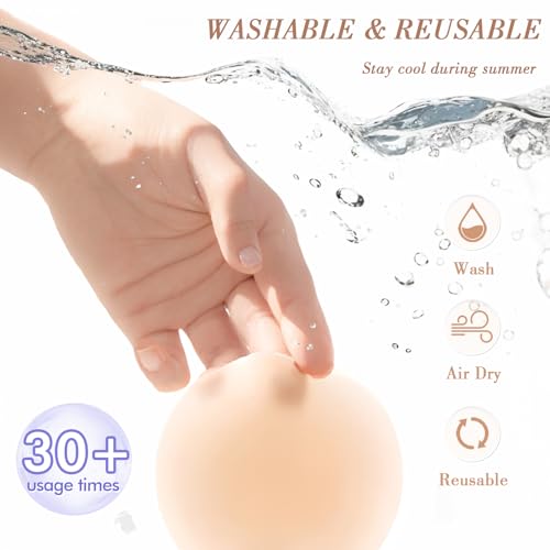 Nunibum Nipple Covers for Women 2 Pairs - Reusable Adhesive No Show Pasties, Sticky Invisible Silicone Breast Petals Crème - Image 4