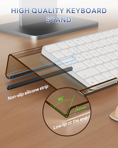 Laborio Computer Keyboard Stand for Desktop, Keyboard Riser Wrist Rest Holder for Easy Typing, Office Desk, Home, School Accessories(Coffee) - Image 4