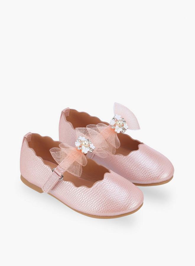 JUNIORS Girls Hook & Loop Ballerina Shoes - Image 3