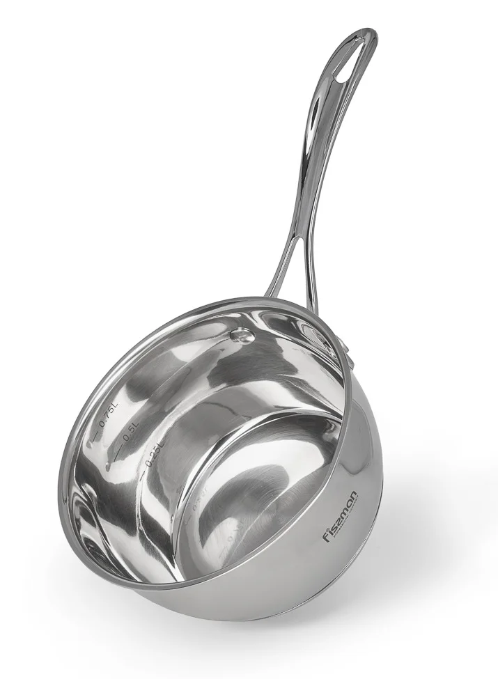 Fissman Saucepan 1000mL with Measuring Mark, Stainless Steel Saucepan 14x7cm Felice Series